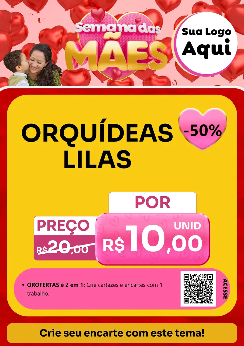 Modelo de Cartaz para Cartaz A4 Vertical com o tema Semana Das Mães para Floricultura e jardim