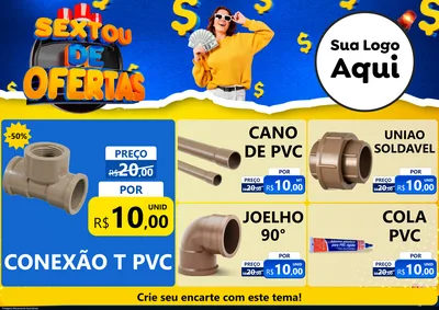 Modelo de Encarte para Encarte A4 Horizontal com o tema Sextou de Ofertas para Tubos e conexões