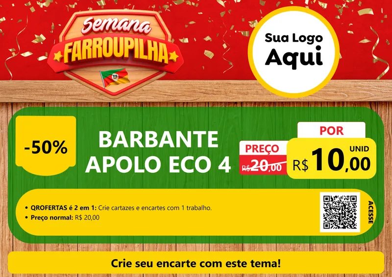 Modelo de Cartaz para Cartaz A4 Horizontal com o tema Semana Farroupilha para Armarinho e Aviamentos