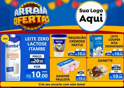 Modelo de Encarte para Encarte A4 Horizontal com o tema Arraiá de Ofertas - Junina para Frios e Laticínios