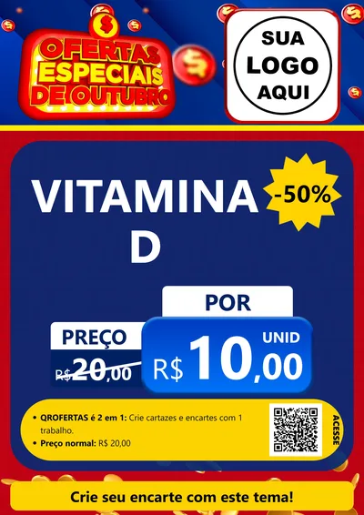 Modelo de Cartaz para Cartaz A4 Vertical com o tema Ofertas Especiais de Outubro para Farmácia