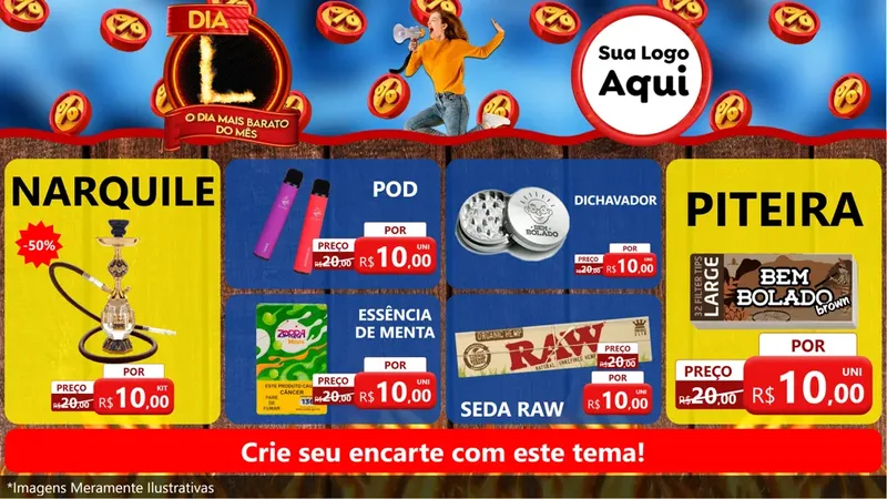 Modelo de TV para TV Horizontal com o tema Dia L - O Dia Mais Barato Do Mês para Tabacaria