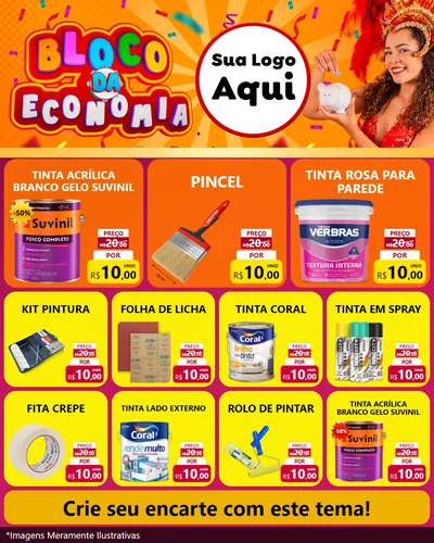 Modelo de Rede Social para Feed Instagram com o tema Bloco da Economia para Tintas e Ferramentas