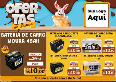 Modelo de Encarte para Encarte A4 Horizontal com o tema Ofertas de Páscoa para Baterias Elétricas