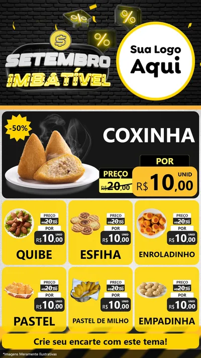 Modelo de Rede Social para Stories com o tema Setembro Imbatível para Salgadaria