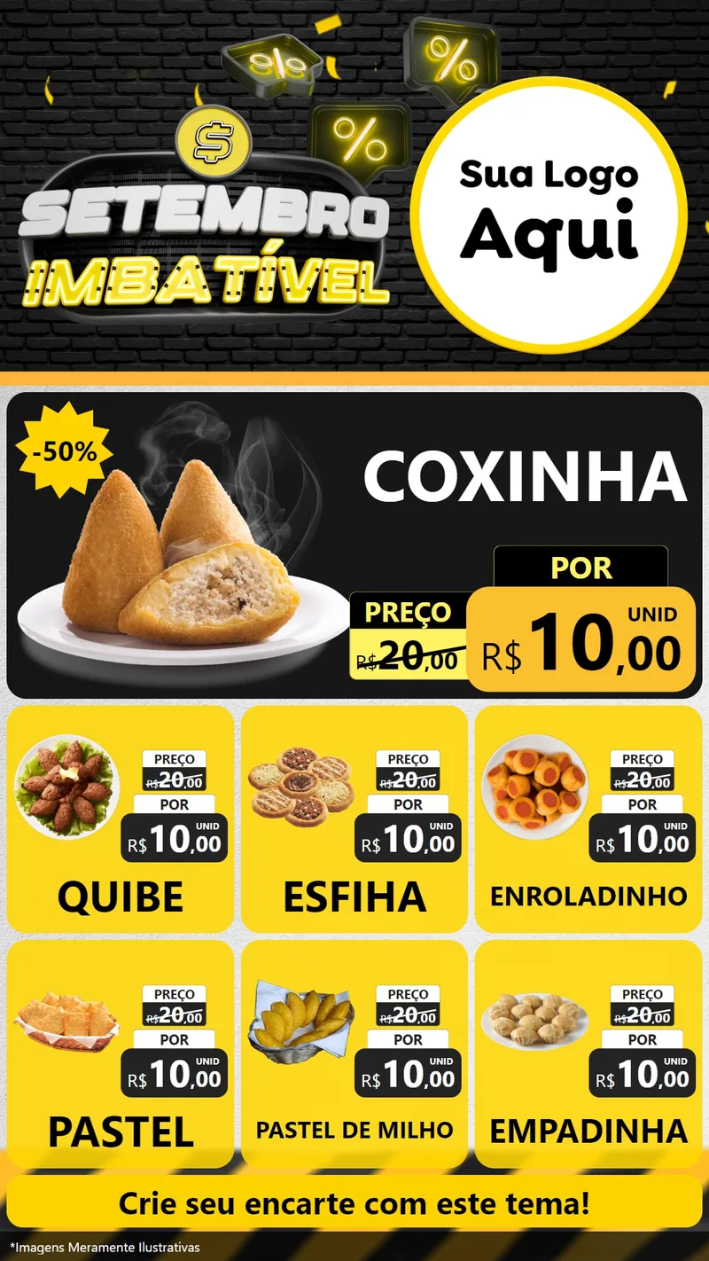 Modelo de Rede Social para Stories com o tema Setembro Imbatível para Salgadaria