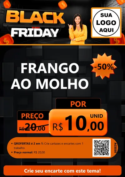 Modelo de Cartaz para Cartaz A4 Vertical com o tema Black Friday para Restaurante