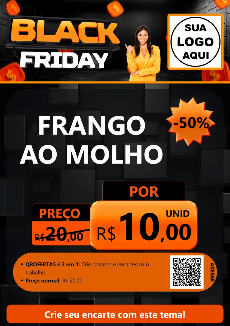 Modelo de Cartaz para Cartaz A4 Vertical com o tema Black Friday para Restaurante
