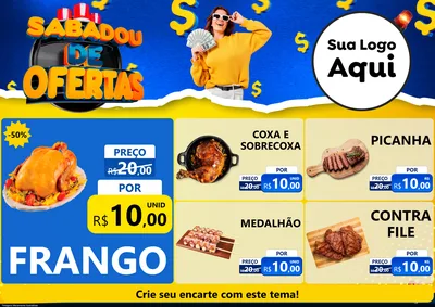 Modelo de Encarte para Encarte A4 Horizontal com o tema Sabadou de Ofertas para Assados