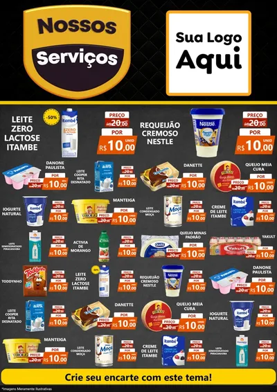 Modelo de Encarte para Encarte A4 Vertical com o tema Nossos Serviços para Frios e Laticínios