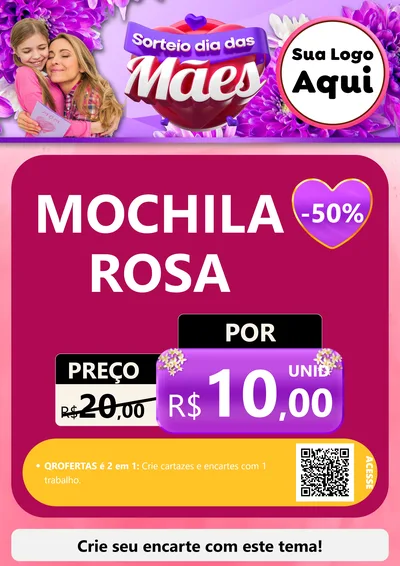 Modelo de Cartaz para Cartaz A4 Vertical com o tema Sorteio Dia das Mães para Papelaria