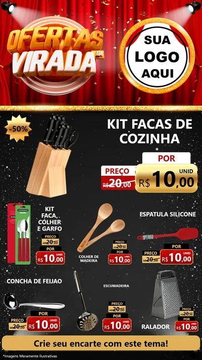 Modelo de Rede Social para Stories com o tema Ofertas da Virada para Utilidades Domésticas