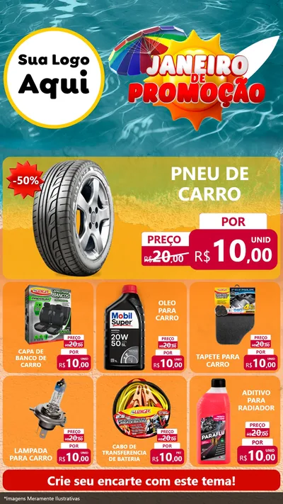 Modelo de Rede Social para Stories com o tema Janeiro de Promoção para Auto peças