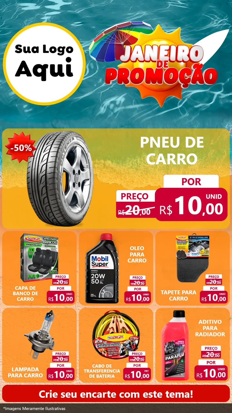Modelo de Rede Social para Stories com o tema Janeiro de Promoção para Auto peças