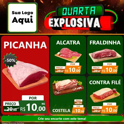 Modelo de Rede Social para Feed Facebook com o tema Quarta Explosiva para Açougue