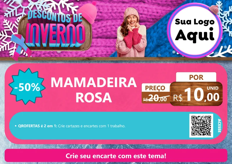 Modelo de Cartaz para Cartaz A4 Horizontal com o tema Descontos de Inverno para Bebês