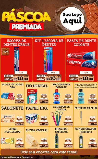 Modelo de Encarte para Encarte Grande com o tema Páscoa Premiada para Higiene Pessoal