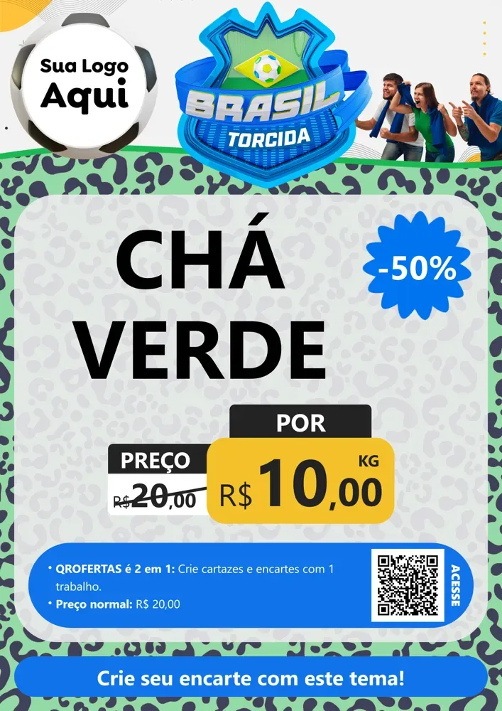 Modelo de Cartaz para Cartaz A4 Vertical com o tema Brasil Torcida - Copa para Produtos Naturais