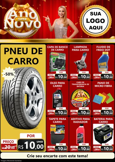 Modelo de Encarte para Encarte A4 Vertical com o tema Super Ano Novo para Auto peças