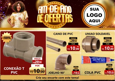Modelo de Encarte para Encarte A4 Horizontal com o tema Fim de Ano de Ofertas para Tubos e conexões