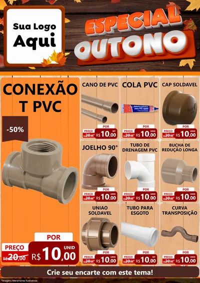 Modelo de Encarte para Encarte A4 Vertical com o tema Especial Outono para Tubos e conexões