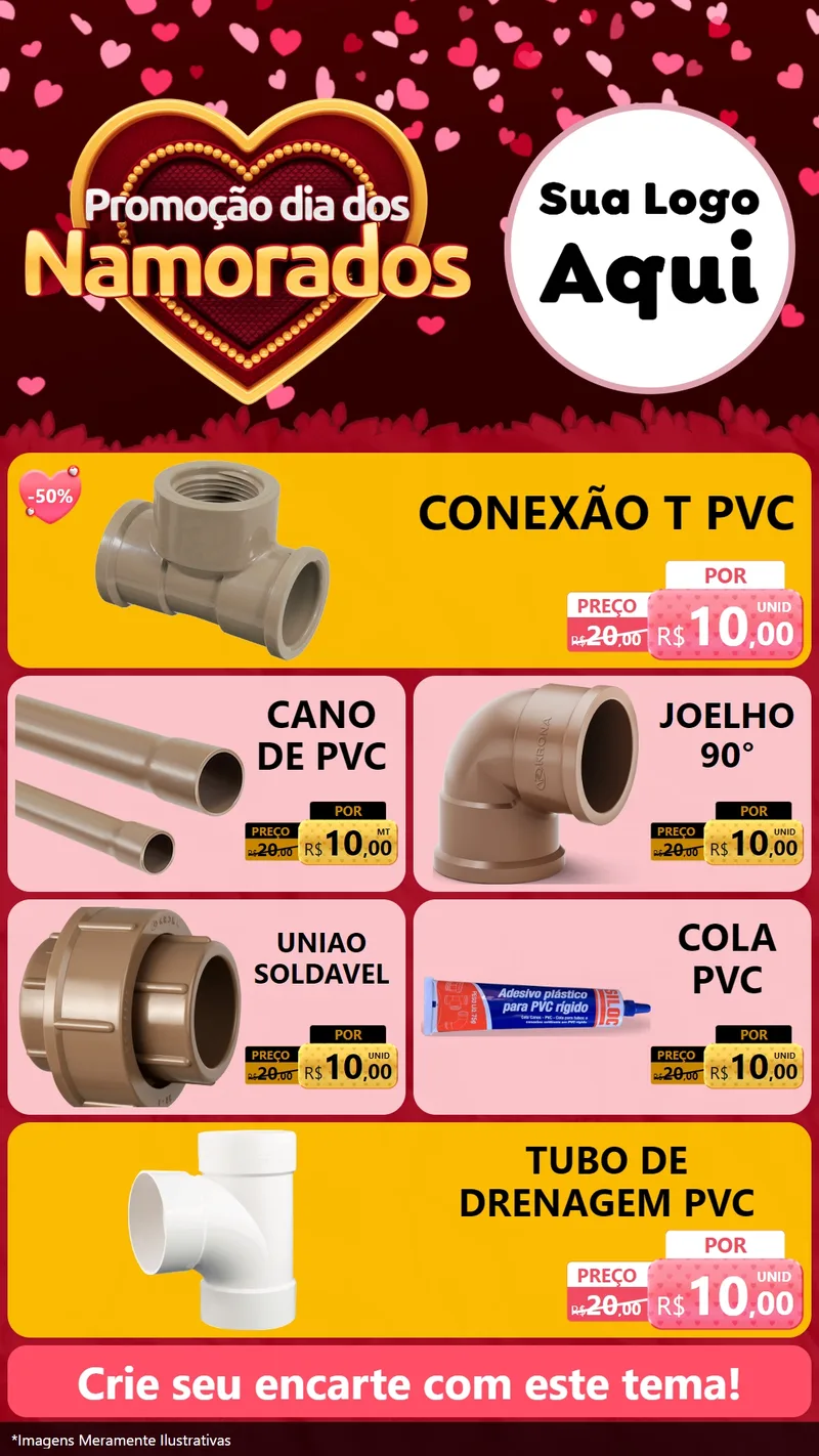 Modelo de TV para TV Vertical com o tema Promoção Dia Dos Namorados para Tubos e conexões