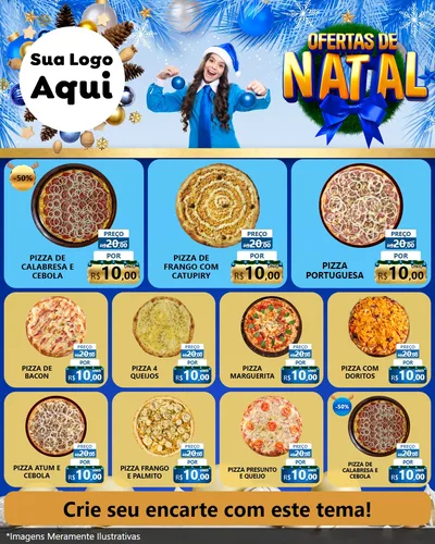 Modelo de Rede Social para Feed Instagram com o tema Ofertas de Natal para Pizzaria