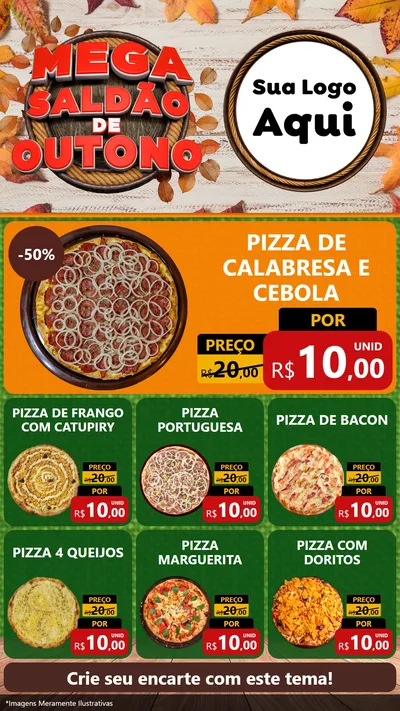 Modelo de Rede Social para Stories com o tema Mega Saldão de Outono para Pizzaria