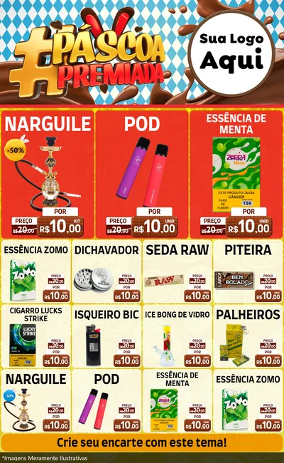 Modelo de Encarte para Encarte Grande com o tema Páscoa Premiada para Tabacaria
