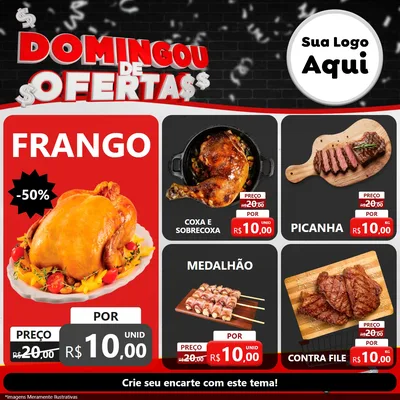 Modelo de Rede Social para Feed Facebook com o tema Domingou de Ofertas para Assados