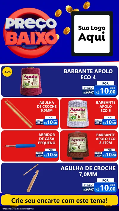 Modelo de TV para TV Vertical com o tema Preço Baixo para Armarinho e Aviamentos