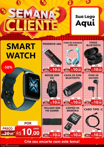 Modelo de Encarte para Encarte A4 Vertical com o tema Semana do Cliente para Informática