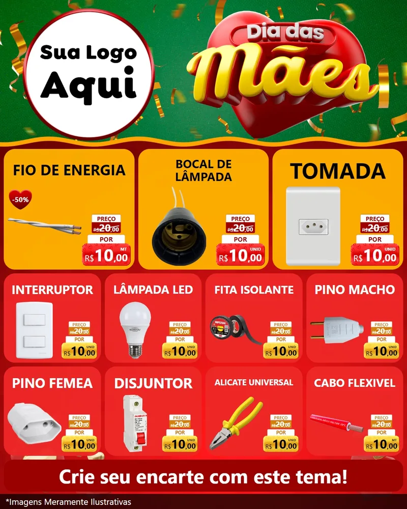 Modelo de Rede Social para Feed Instagram com o tema Dia das Mães para Materiais Elétricos