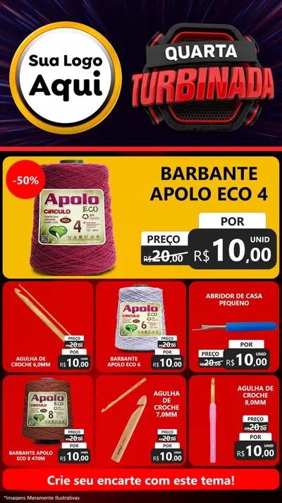 Modelo de Rede Social para Stories com o tema Quarta Turbinada para Armarinho e Aviamentos