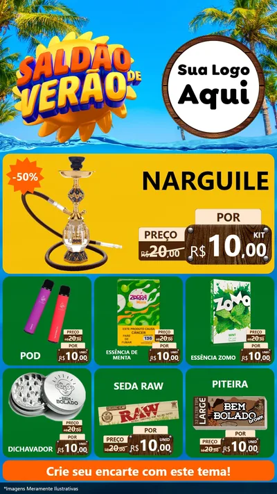 Modelo de Rede Social para Stories com o tema Saldão de Verão para Tabacaria