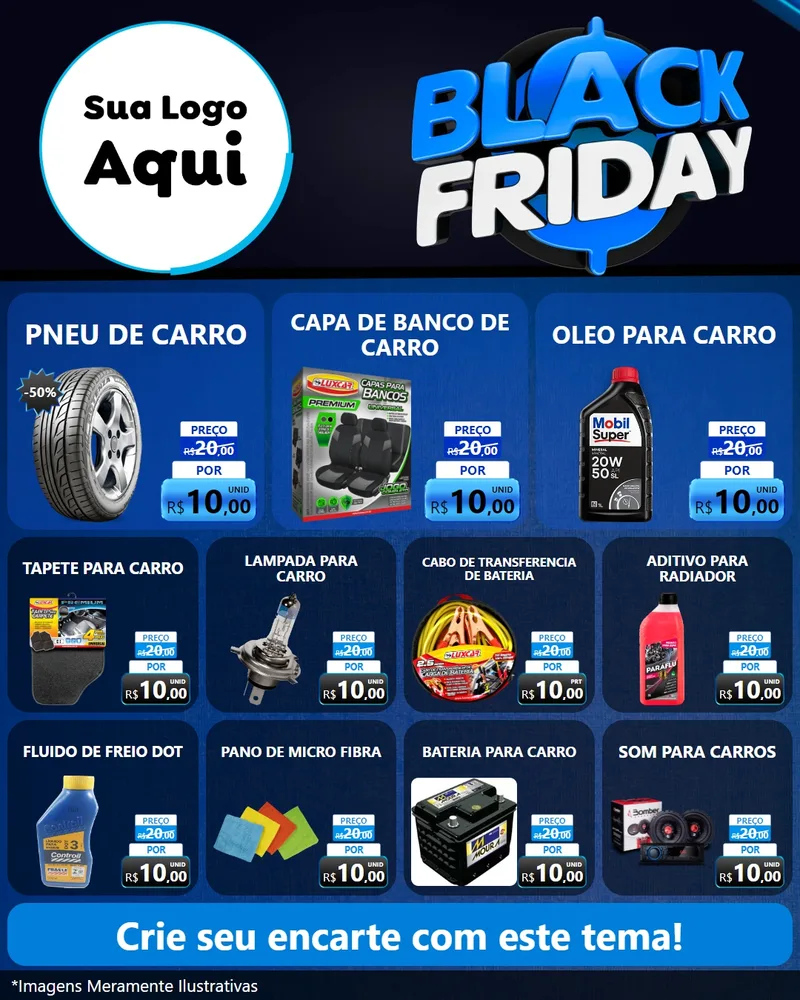 Modelo de Rede Social para Feed Instagram com o tema Black Friday para Auto peças