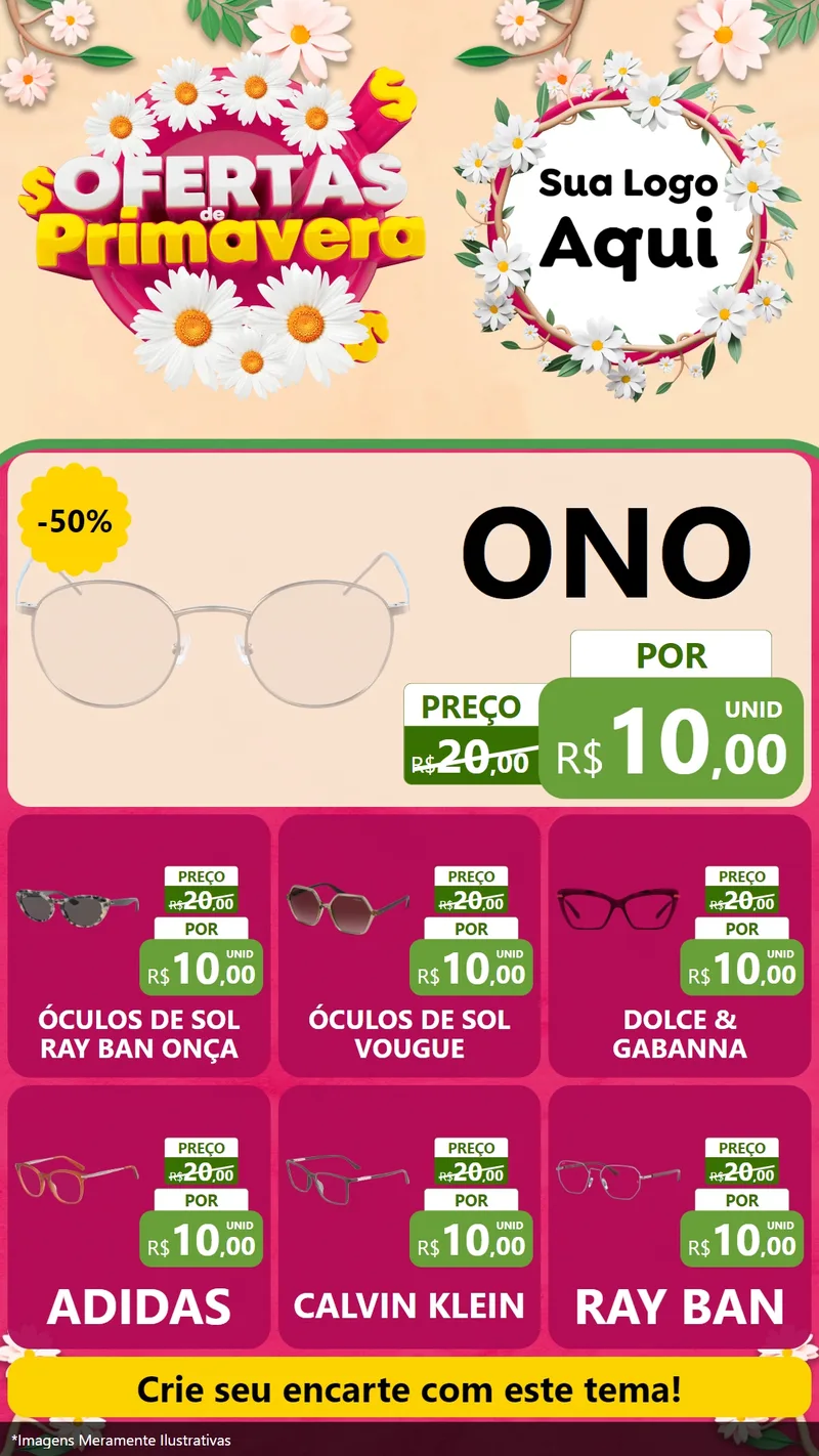 Modelo de Rede Social para Stories com o tema Ofertas de Primavera para Óticas