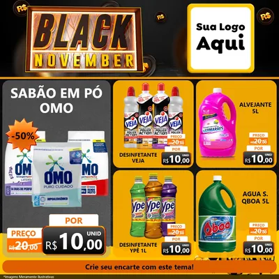 Modelo de Rede Social para Feed Facebook com o tema Black November para Produtos de Limpeza