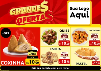 Modelo de Encarte para Encarte A4 Horizontal com o tema Grandes Ofertas para Salgadaria