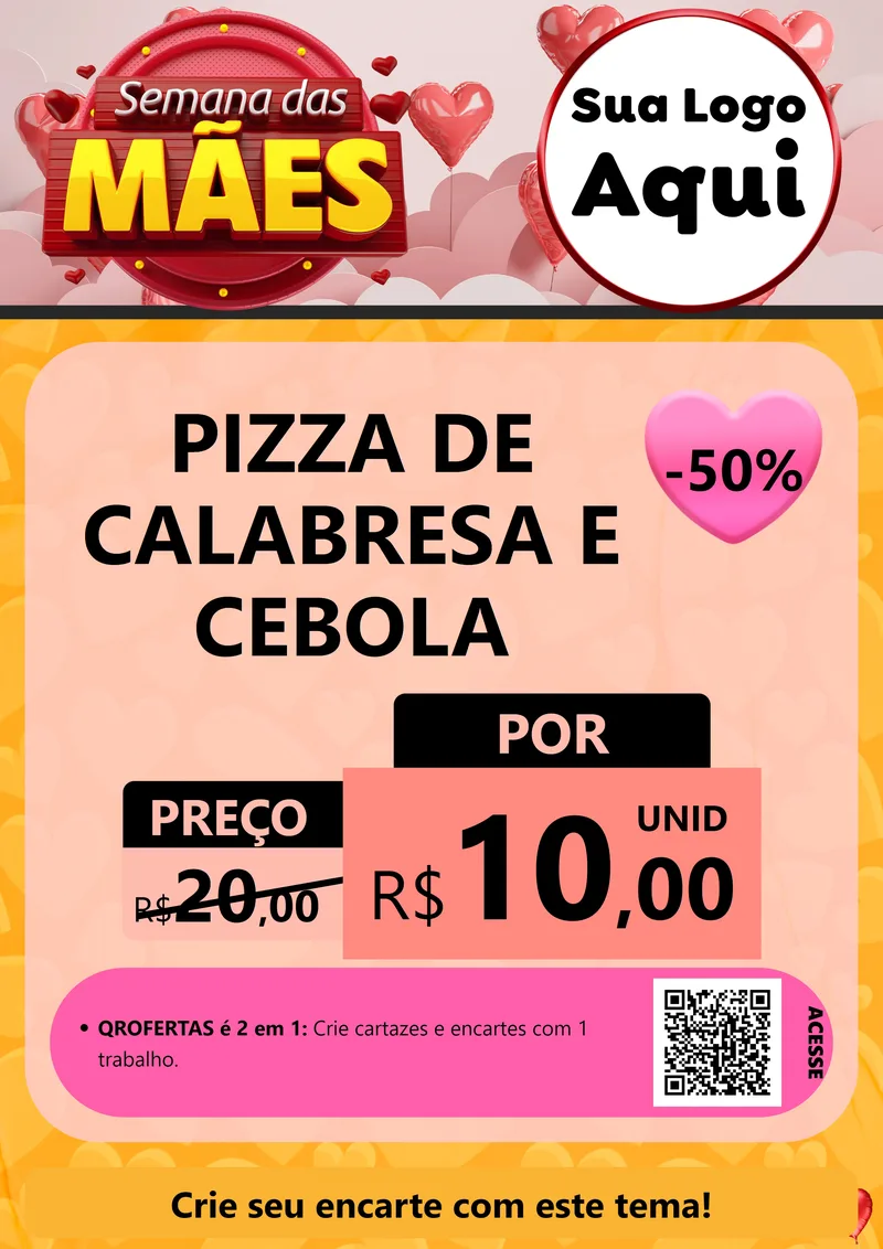 Modelo de Cartaz para Cartaz A4 Vertical com o tema Semana das Mães para Pizzaria