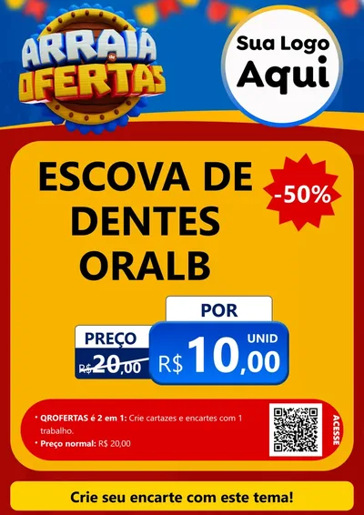 Modelo de Cartaz para Cartaz A4 Vertical com o tema Arraiá de Ofertas - Junina para Higiene Pessoal