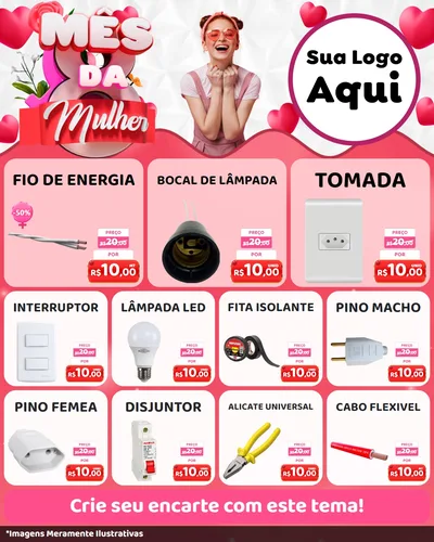 Modelo de Rede Social para Feed Instagram com o tema Mês da Mulher para Materiais Elétricos