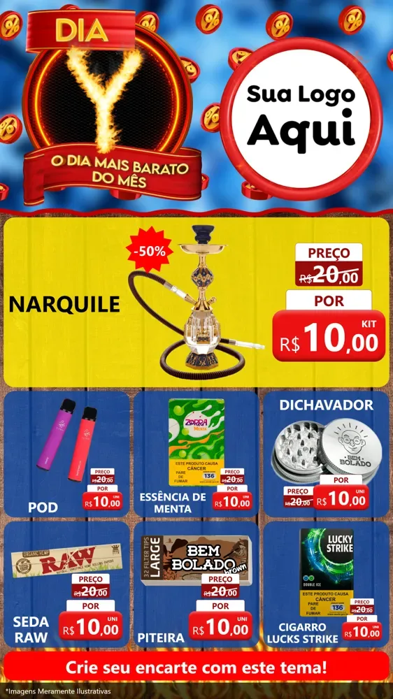 Modelo de Rede Social para Stories com o tema Dia Y - O Dia Mais Barato Do Mês para Tabacaria