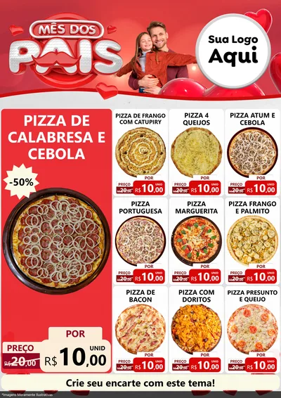 Modelo de Encarte para Encarte A4 Vertical com o tema Mês dos Pais para Pizzaria