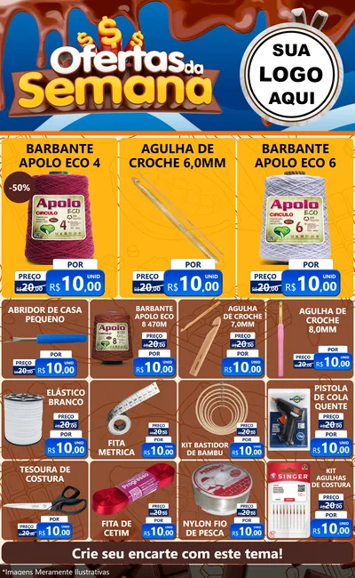 Modelo de Encarte para Encarte Grande com o tema Ofertas da Semana - Páscoa para Armarinho e Aviamentos