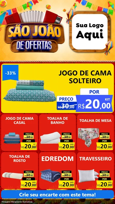 Modelo de Rede Social para Stories com o tema São João de Ofertas para Cama, Mesa e Banho