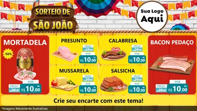 Modelo de TV para TV Horizontal com o tema Sorteio de São João para Frios e Laticínios