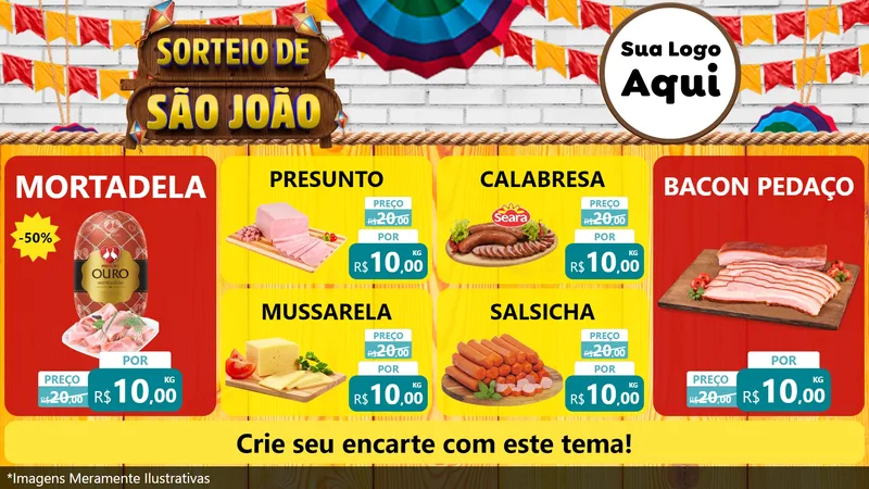 Modelo de TV para TV Horizontal com o tema Sorteio de São João para Frios e Laticínios
