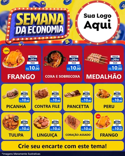 Modelo de Rede Social para Feed Instagram com o tema Semana da Economia para Assados