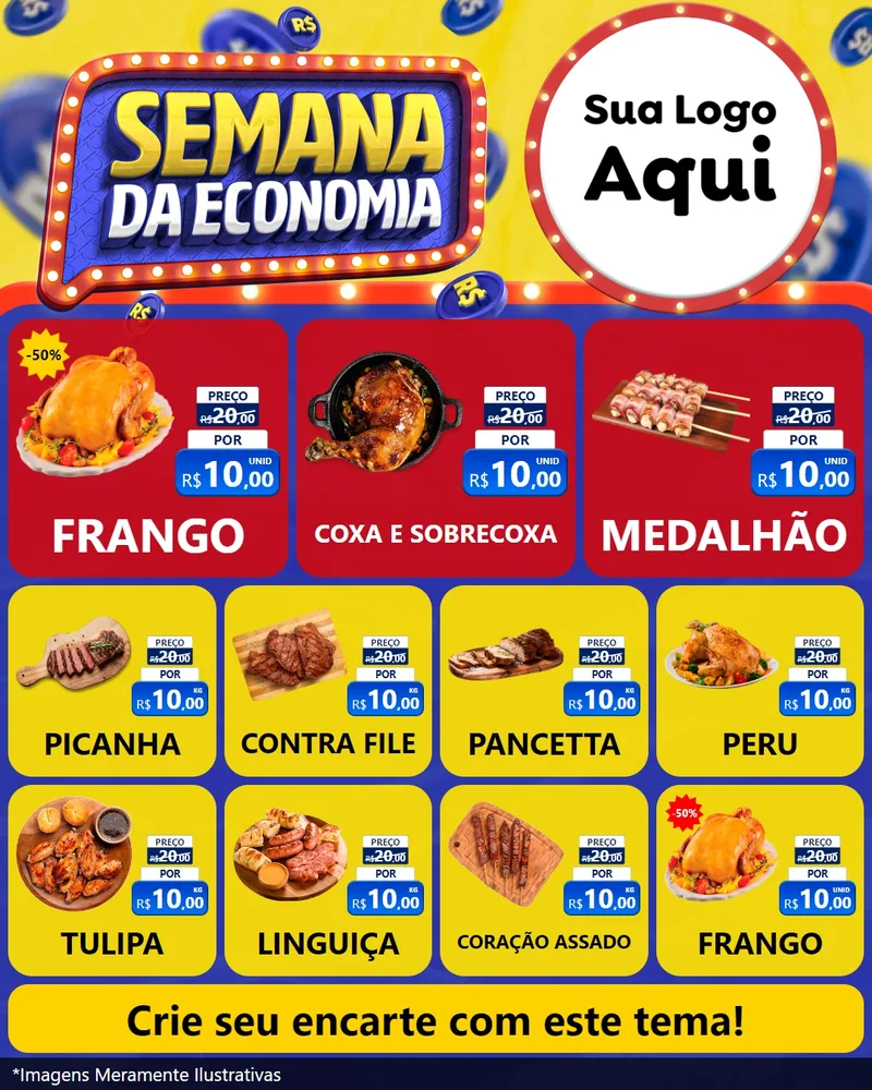Modelo de Rede Social para Feed Instagram com o tema Semana da Economia para Assados